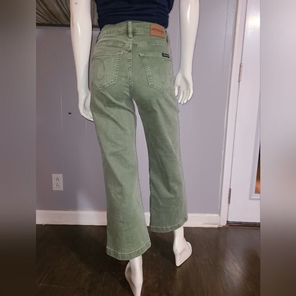 Calvin Klein Jeans Button Fly Cropped Olive Denim - Picture 3 of 10